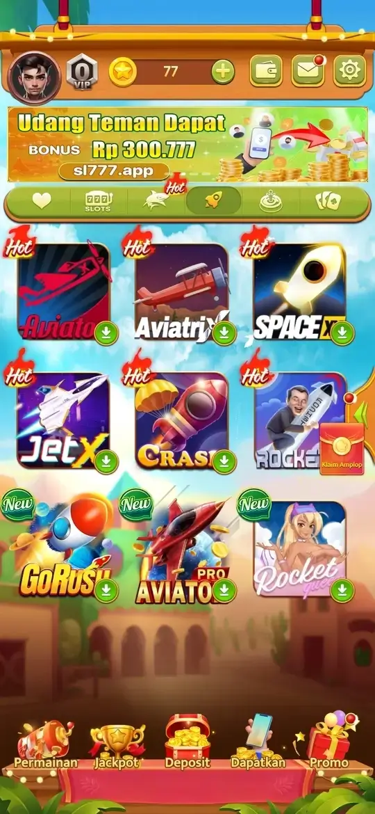 SL777 APK tampilan utama